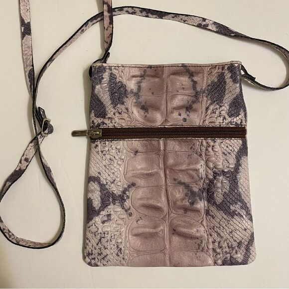 Nardelli Crossbody leather purse bag satchel made in Italy snake skin 7x8.5 - Picture 5 of 7